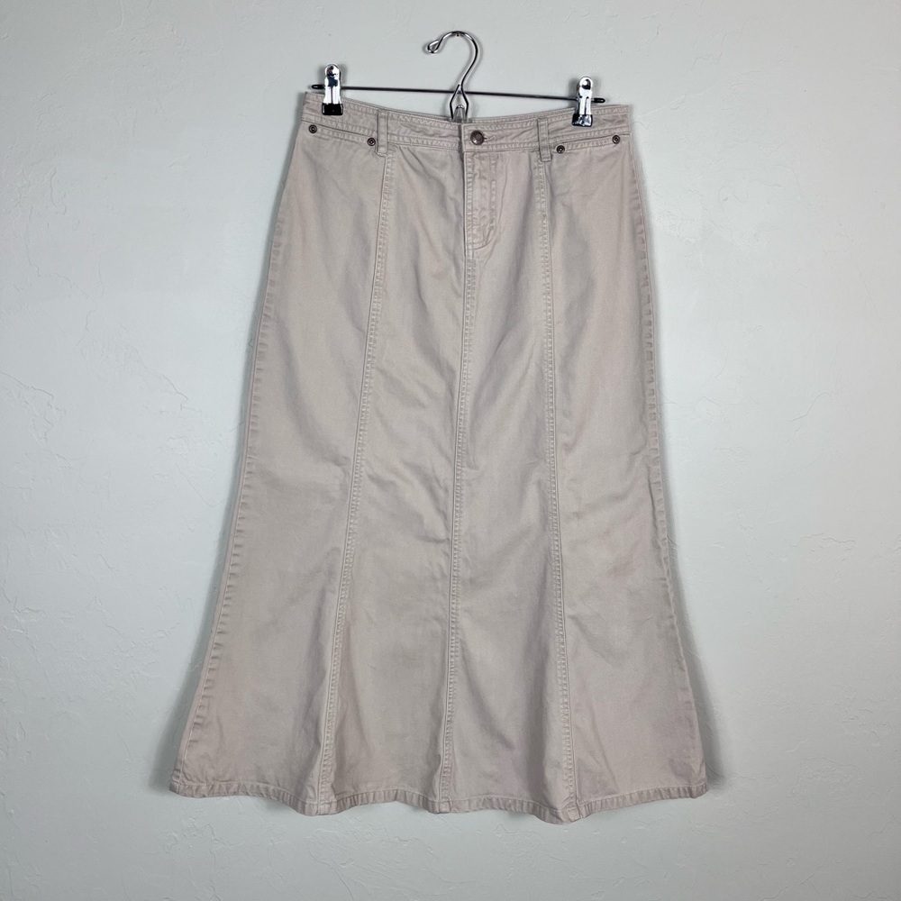 Old Navy Khaki Tan A Line Denim Maxi Skirt